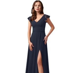 Azazie Claudine navy bridesmaid dress